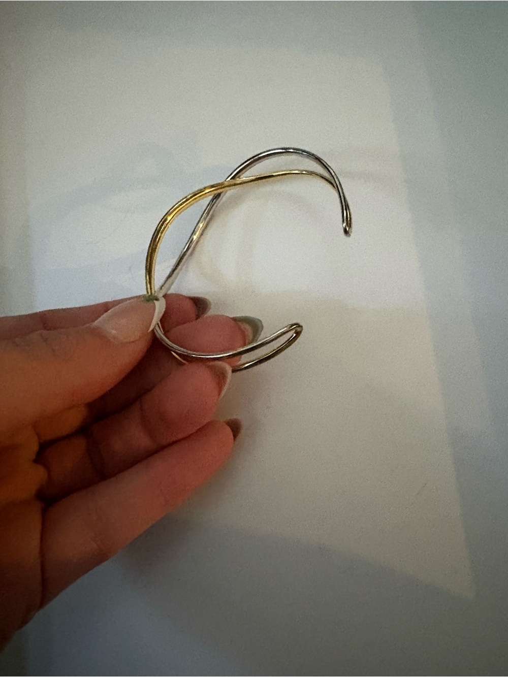 Two-Tone Open Cuff Bracelet - Gold & Silver